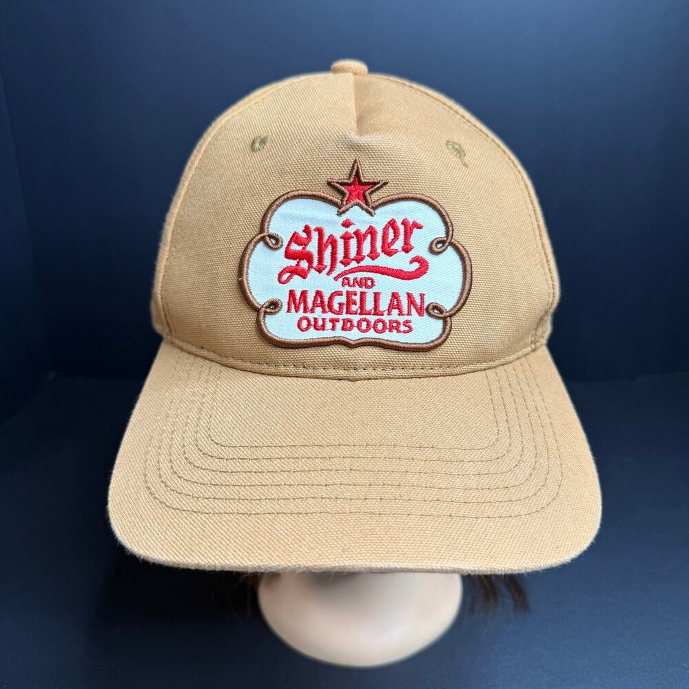 Magellan Outdoors Shiner Bock Hat Brown Red Embroidered Logo Texas Beer Cap